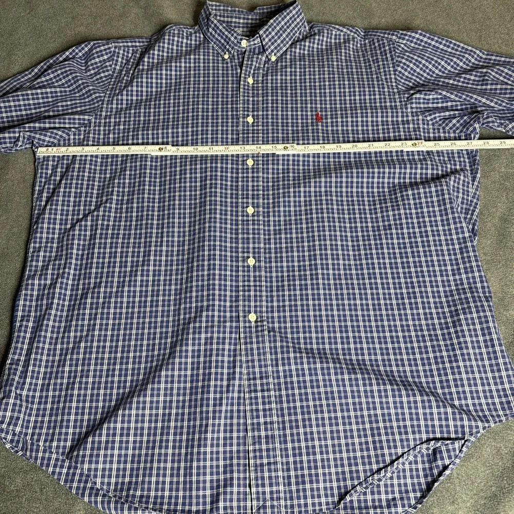 Polo Ralph Lauren Shirt Mens XL Blue Plaid Classic Fit Short Sleeve Red Pony